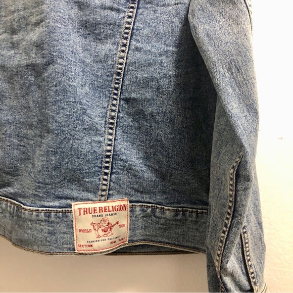 True Religion Sherpa Collar Trucker Denim Jacket Sz.L - Picture 13 of 13